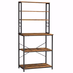 Vasagle KKS019B01, Black, Wood, Steel, Black, Matt, 6 shelves