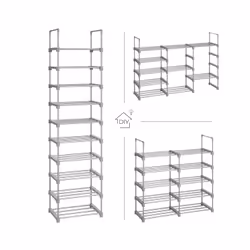 Songmics Grey Height-Adjustable Shoe Storage Organiser - Additional view 4