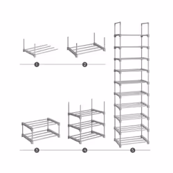Songmics Grey Height-Adjustable Shoe Storage Organiser - Additional view 5