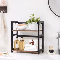 Songmics OFS046B01 shelve Rack shelf Freestanding Bamboo, MDF Black, Brown