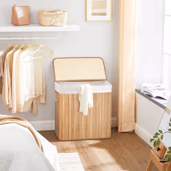 Songmics LCB091N01 laundry basket Rectangular ABS, Bamboo, Cotton, Metal, Plywood Wood