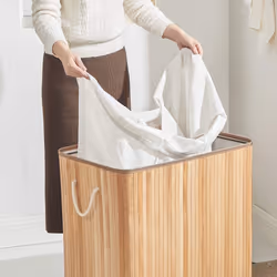Songmics LCB091N01 laundry basket Rectangular ABS, Bamboo, Cotton, Metal, Plywood Wood