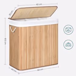 Songmics LCB091N01 laundry basket Rectangular ABS, Bamboo, Cotton, Metal, Plywood Wood - Additional view 4