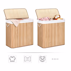 Songmics LCB091N01 laundry basket Rectangular ABS, Bamboo, Cotton, Metal, Plywood Wood - Additional view 6