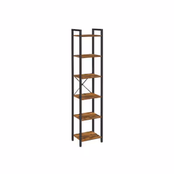 Vasagle LLS101B01, Black, Natural wood, 6 shelves, Steel, Particle board, Matt, Black