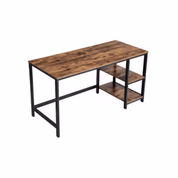 Vasagle Computer Desk with 2 Shelves, Writing desk, Home office, Straight, Rectangular shape, Brown, Particle board