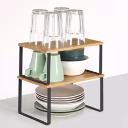 Songmics KCS02NB shelve Rack shelf Freestanding Bamboo, Metal Black, Natural - Additional view 4