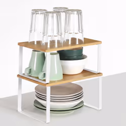 Songmics KCS02NW shelve Rack shelf Freestanding Bamboo, Metal Natural, White - Additional view 5