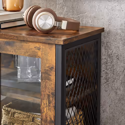 Storage Cabinet, Multipurpose Cupboard, Sideboard, Adjustable Shelf, Bathroom Cabinet, Steel Frame, Industrial Style, Rustic Brown and Black - Additional view 5