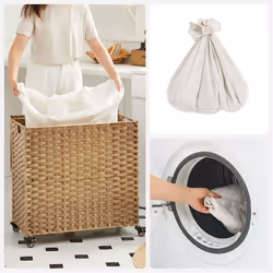 Songmics UKLCB363N01 laundry basket 140 L Rectangular Cotton, Metal, Plastic Wood - Additional view 5