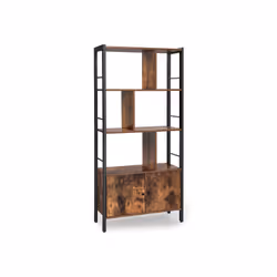 Vasagle LBC022B01, Black, Natural wood, 3 shelves, Steel, Wood, Matt, Black