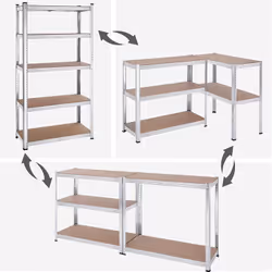 Songmics GLR040E02 shelve Rack shelf Freestanding MDF, Steel Silver - Additional view 5