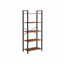 Vasagle LLS061B01, Black, Natural wood, 5 shelves, Steel, Particle board, Matt, Black