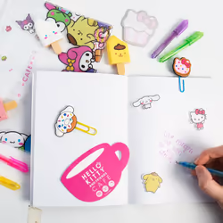 Hello Kitty & Friends Caf? Stationery Set  22-Piece Sanrio Stationery  Cute School Supplies  Sanrio Accessories  Includes Notebook  Squishy Stickers