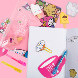Hello Kitty & Friends Caf? Stationery Set  22-Piece Sanrio Stationery  Cute School Supplies  Sanrio Accessories  Includes Notebook  Squishy Stickers