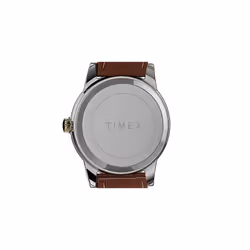 Timex Women's Essex Avenue 25mm Watch - Two-Tone Case White Dial with Brown Leather Strap