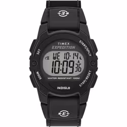 Timex Unisex Expedition CAT Midsize 33mm Watch - Black Strap Digital Dial Black Case