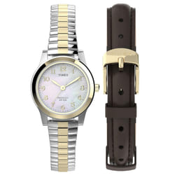 Timex Women's Essex Ave 25mm Watch - Two-Tone Expansion Band Mother of Pearl Dial Two-Tone Case