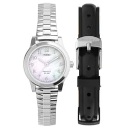 Timex Women's Essex Ave 25mm Watch - Silver-Tone Expansion Band Mother of Pearl Dial Silver-Tone Case