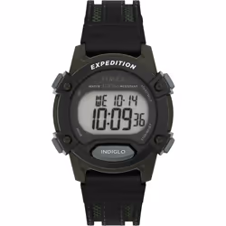 Timex Unisex Expedition CAT 33mm Watch - Black Strap Digital Dial Green Case