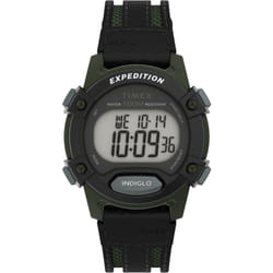 Timex Unisex Expedition CAT 33mm Watch - Black Strap Digital Dial Green Case