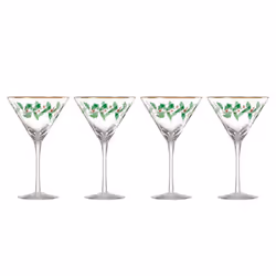 Lenox 893570 Holiday Decal 4-Piece Martini Glass Set Christmas Dinnerware Hosting