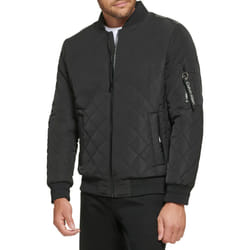 Calvin Klein Men's Quilted Zipper Detail Flight Jacket  Ultra Black  M