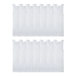 Fruit of the Loom Men's Sleeveless Tank A-Shirt  Tag Free & Moisture Wicking  Ribbed Stretch Fabric  14 Pack-White  Small
