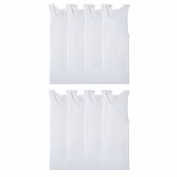 Fruit of the Loom Men's Sleeveless Tank A-Shirt Tag Free & Moisture Wicking Ribbed Stretch Fabric 8 Pack-White Large