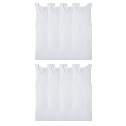 Fruit of the Loom Men's Sleeveless Tank A-Shirt  Tag Free & Moisture Wicking  Ribbed Stretch Fabric  8 Pack-White  Large