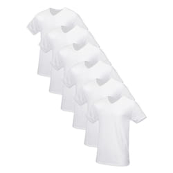 Fruit of the Loom Men's Tag-Free Cotton Undershirts  Tall Man-V-Neck-6 Pack White  X-Large