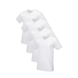 Fruit of the Loom Men's Tag-Free Cotton Undershirts  Regular-V-Neck-4 Pack White  Medium