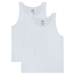 Fruit of the Loom Men's Eversoft Cotton Sleeveless T Shirts  Breathable & Moisture Wicking with Odor Control  Sizes S-4X  Tank-2 Pack-White Ice  Mediu