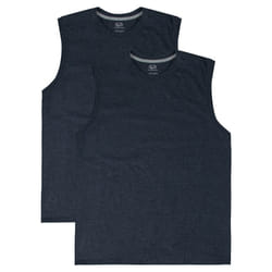 Fruit of the Loom Men's Eversoft Cotton Sleeveless T Shirts  Breathable & Moisture Wicking with Odor Control  Sizes S-4X  Muscle-2 Pack-Black Heather