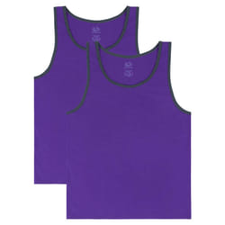 Fruit of the Loom Men's Eversoft Cotton Sleeveless T Shirts  Breathable & Moisture Wicking with Odor Control  Sizes S-4X  Tank-2 Pack-Purple  Small