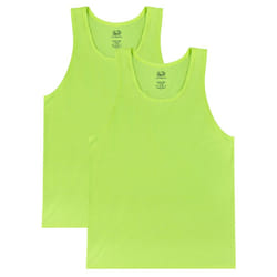 Fruit of the Loom Men's Eversoft Cotton Sleeveless T Shirts  Breathable & Moisture Wicking with Odor Control  Sizes S-4X  Tank-2 Pack-Safety Green  Me