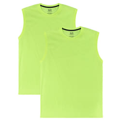 Fruit of the Loom Men's Eversoft Cotton Sleeveless T Shirts  Breathable & Moisture Wicking with Odor Control  Sizes S-4X  Muscle-2 Pack-Safety Green