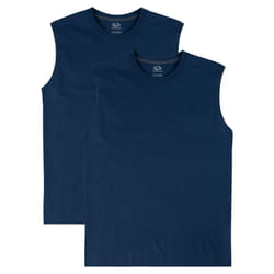Fruit of the Loom Men's Eversoft Cotton Sleeveless T Shirts  Breathable & Moisture Wicking with Odor Control  Sizes S-4X  Muscle-2 Pack-Navy  4X-Large