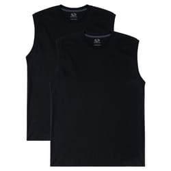 Fruit of the Loom Men's Eversoft Cotton Sleeveless T Shirts  Breathable & Moisture Wicking with Odor Control  Sizes S-4X  Muscle-2 Pack-Black  Medium