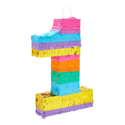 Rainbow Number 1 Pinata for 1st Birthday Party Decorations  Fiesta  Cinco de Mayo  Anniversary Celebration Small  16.5 x 11 x 3 In