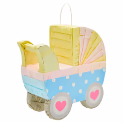 Small Baby Carriage Gender Reveal Pinata  Pastel Baby Shower Decorations (11.5 x 12.25 x 5 In)