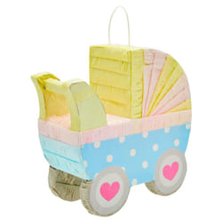 Small Baby Carriage Gender Reveal Pinata  Pastel Baby Shower Decorations (11.5 x 12.25 x 5 In)