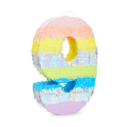 BLUE PANDA Large Number 9 Pinata for 9th Birthday Party Decorations (Rainbow Pastel  21 x 14.5 x 4 In)