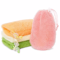 Juvale Soap Exfoliating Bag with Drawstring for Shower, 4 Colors (3.5 x 6 In, 4 Pack)