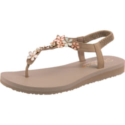 Skechers Women's Meditation-Glass Daisy Flip-Flop  Taupe Multi  9