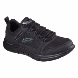) Skechers Track Knockhill Leather Men's Black Trainers - Black, 10 (Adults'