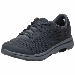 Skechers mens Gowalk 5 Demitasse - Textured Knit Lace Up Performance Walking Shoe Sneaker Charcoal/Black 9 XW US