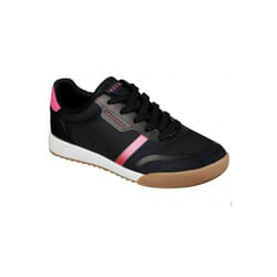 Skechers 174 Zinger 2.0 Pearlescent Path Ladies Black and Hot Pink Textile Lace Up Trainers - UK 4