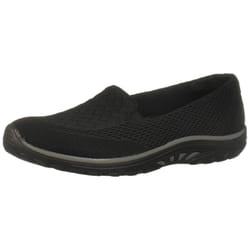 Skechers Women's Reggae Fest Willows Flat  Black/Black Mesh  11 M US