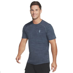 Skechers Mens On The Road Heathered Jersey Technical Crew Neck T-Shirt - S, Smoke Blue/Blue Iris